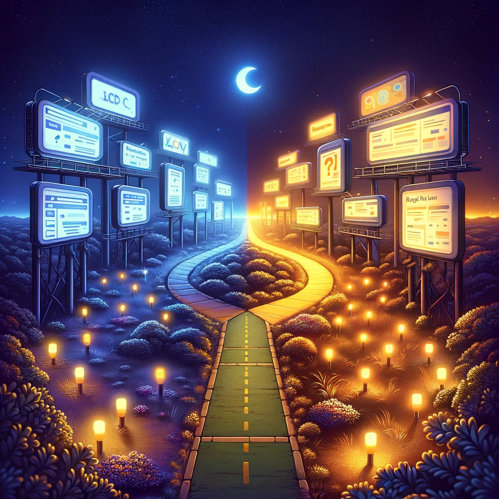 The image illustrates the transformative power of paid traffic strategies for businesses, illustrating the journey from a low-visibility online presence to a vibrant, engaging, and successful digital footprint.